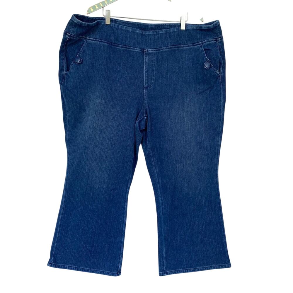 Belle Kim Gravel Flexibelle Crop Jeans 28W Plus Sailor Boot Nautical 46x26